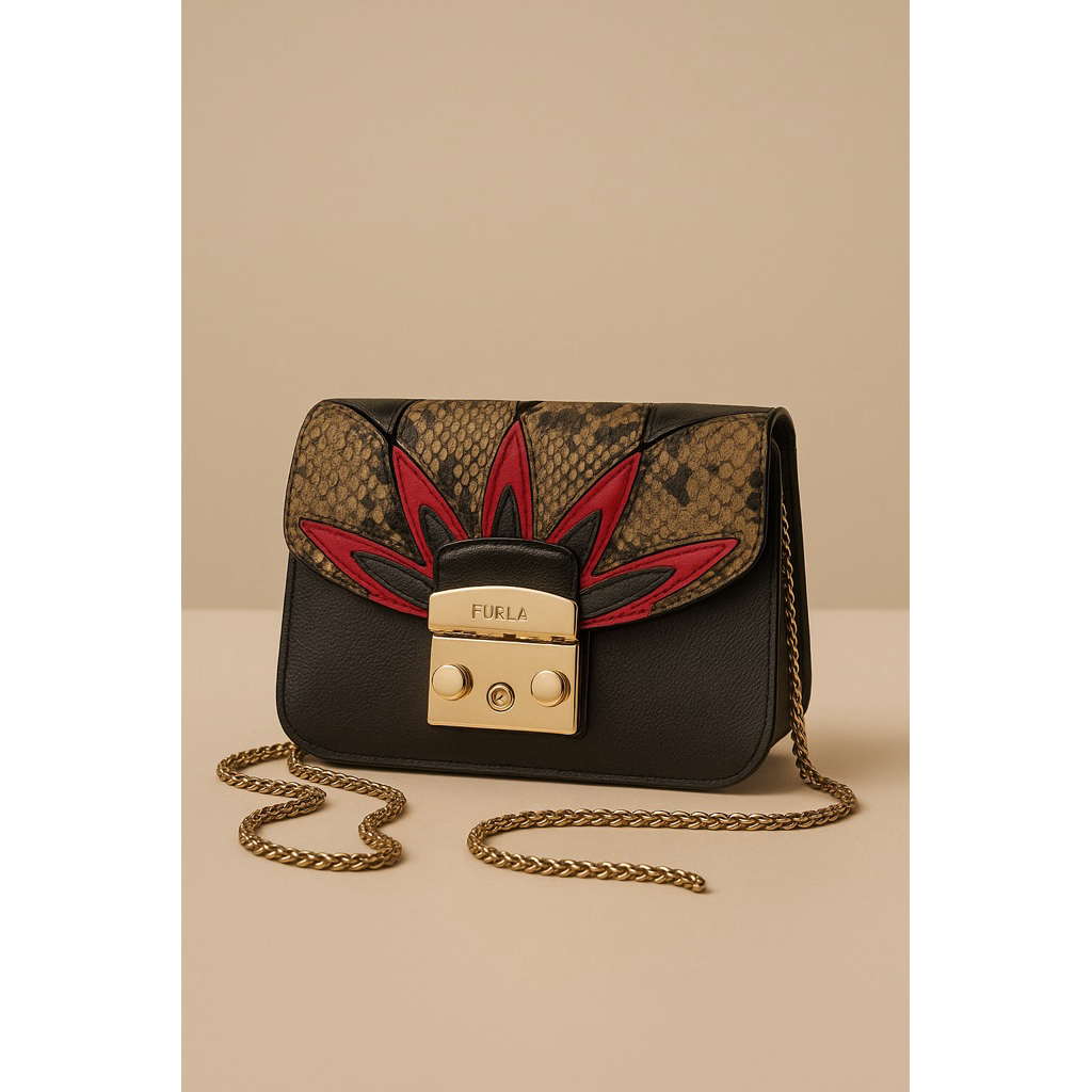 FURLA Bag | Furla Metropolis Crossbody Mini Grey Snake Design