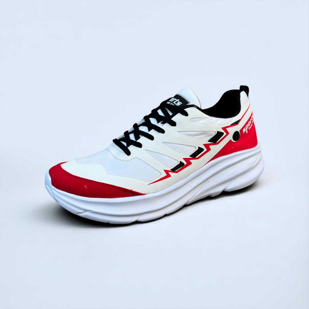 Sepatu Sneakers Olahraga Sport Running // Sneakers  Pria Wanita  //  PUTIH MERAH