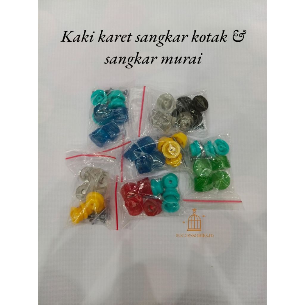 KAKI KARET SANGKAR KOTAK DAN SANGKAR BULAT + TOPI WARNA RANDOM
