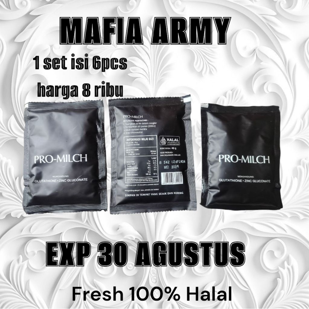 

PROMILCH SUSU SEREAL ATAU IMUKAL SATU PAKET ISI 6 PCS ASLI JATAH TNI EXP AGUSTUS AKHIR 2025