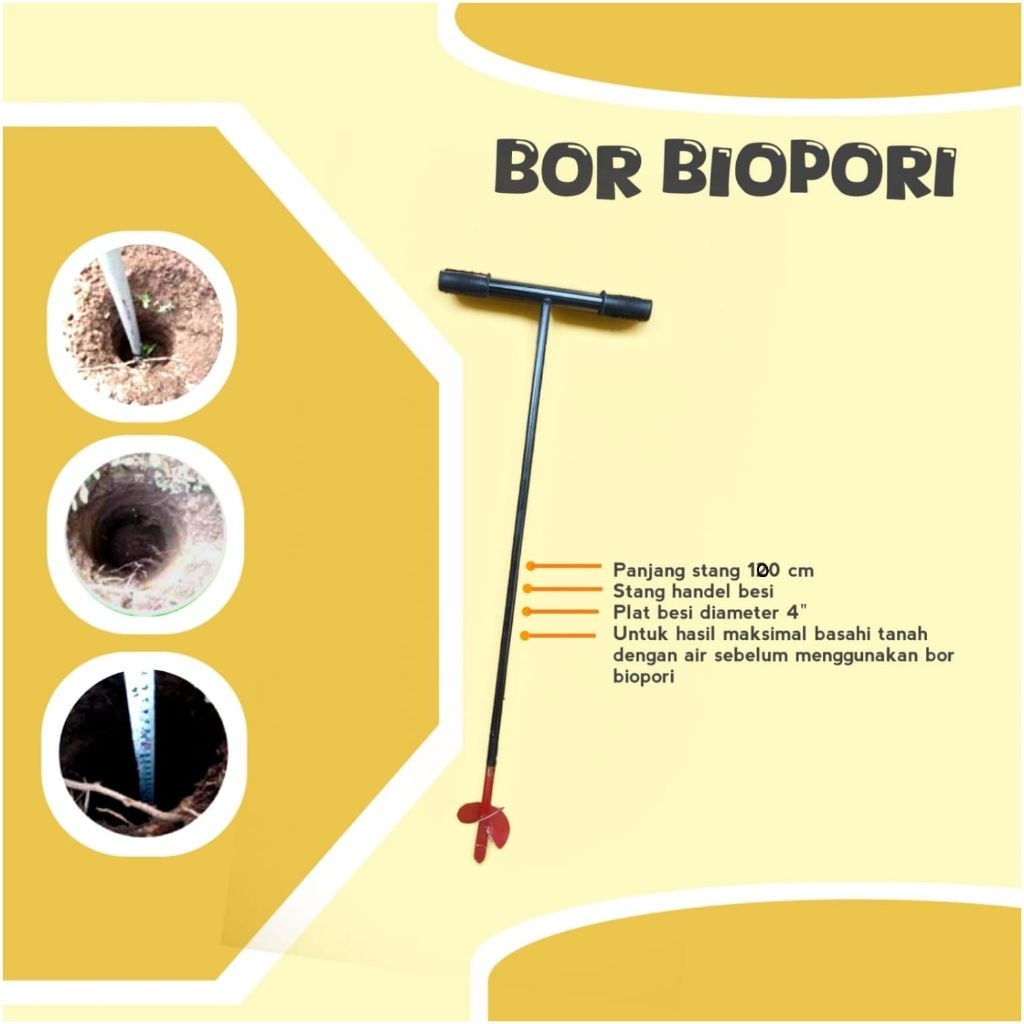 BOR TANAH MANUAL BOR BIOPORI 100CM BOR TANAH
