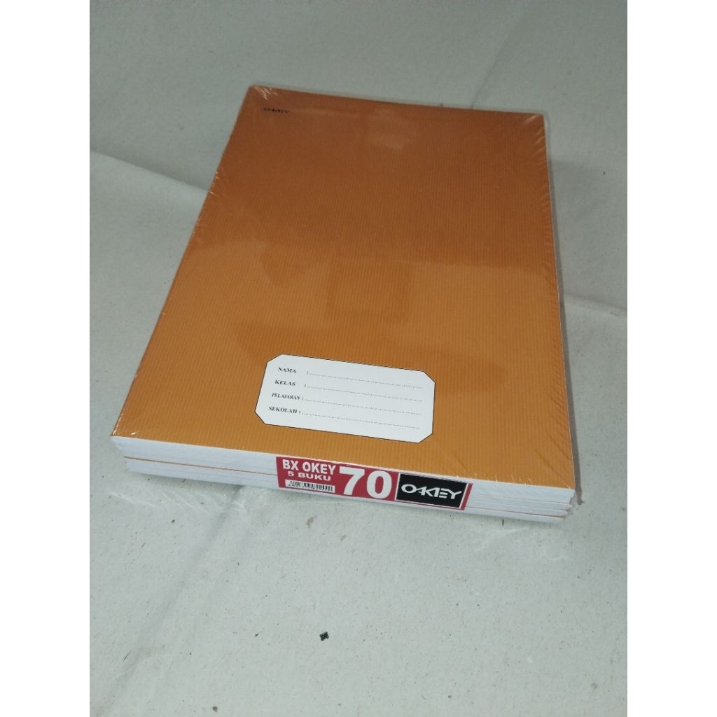 

okey buku tulis panjang/boxy 70 lembar sampul coklat isi 5 buku