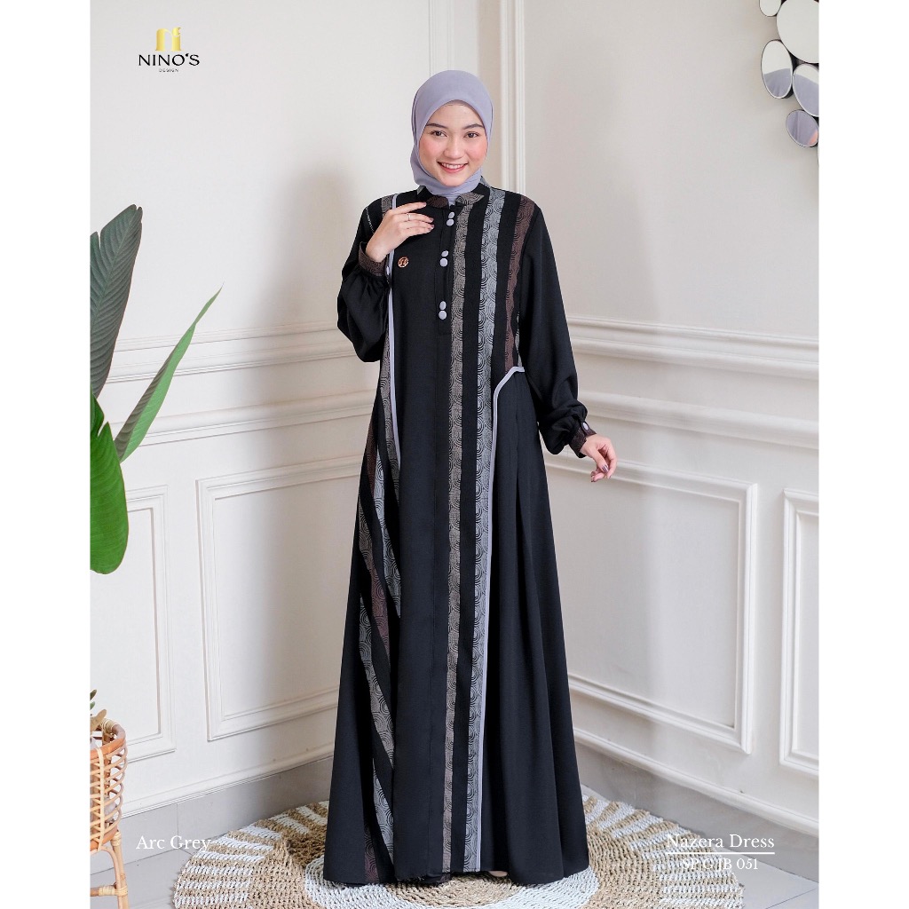 Ninos Dress - Nazera dress Ninos / Ninos Gamis original / Gamis Hitam / Ninos Premium / Dress Hitam 