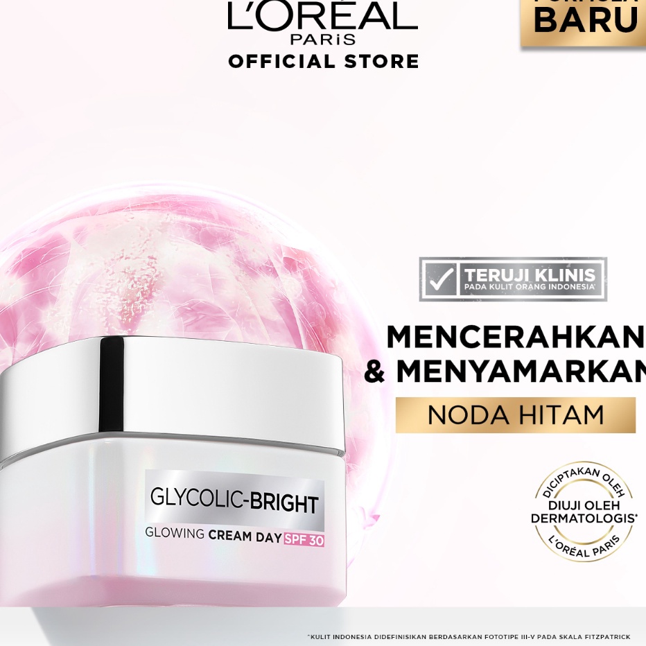 Recomend LOreal Paris Glycolic Bright Glowing Day Cream Brightening SPF 173  155ml Krim Siang Pelemb