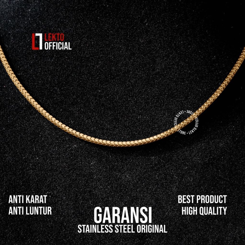 Kalung Titanium Pria Wanita Milano Kaca Gold Anti Karat Cowok Cewek Choker Asli Monel Keren