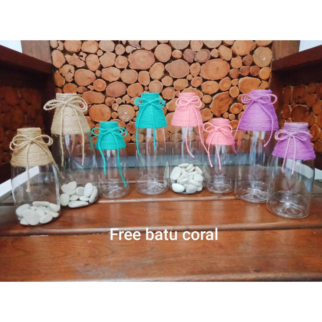 Vas Bunga Botol Mica Cantik Tali Rami Warna/ pajangan meja /rak
