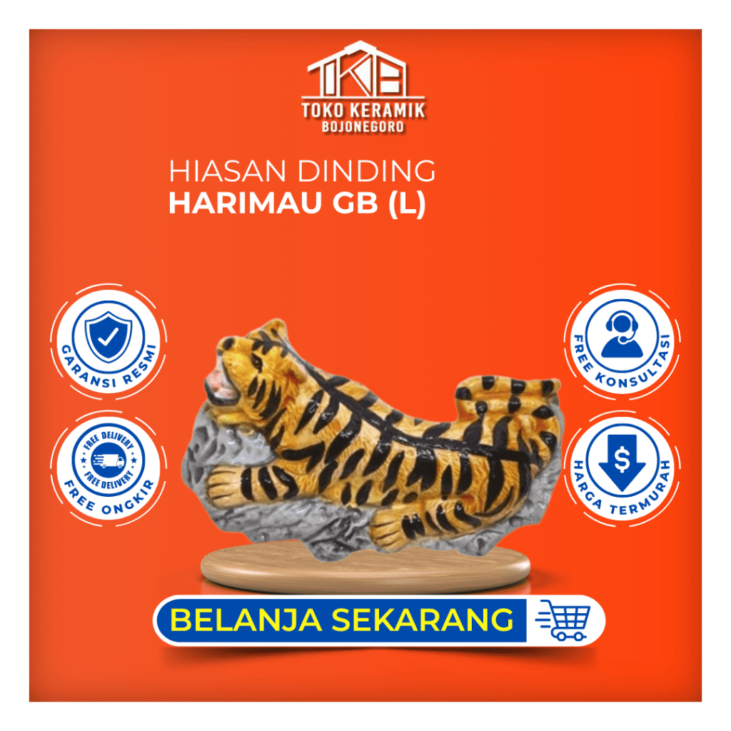 Hiasan Dinding Keramik Bentuk Harimau GB (L)