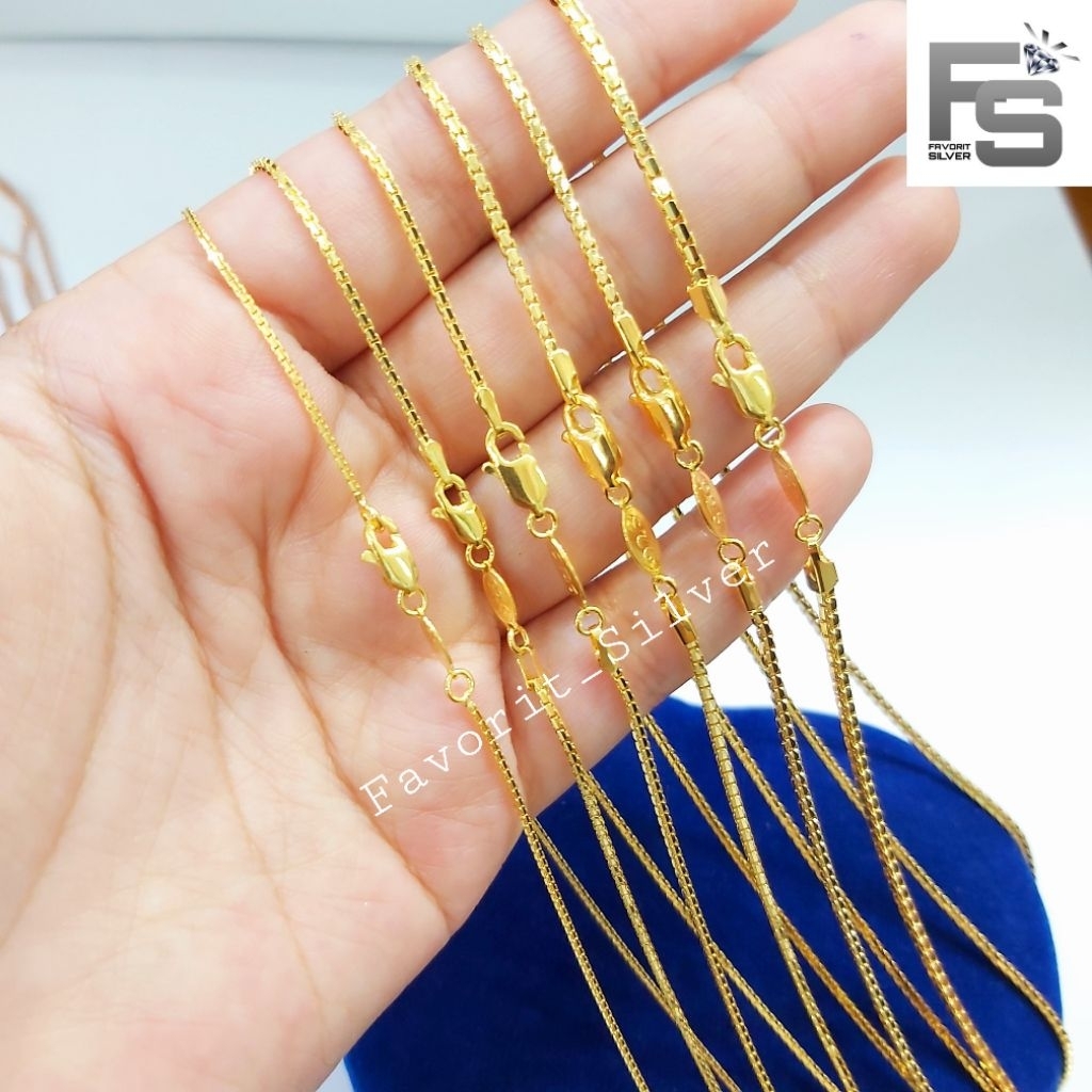 Kalung Perak Silver Asli 925 Lapis Emas Putih Asli 45 50 65 Cm Kalung Anti Karat - Kalung Pria Wanit