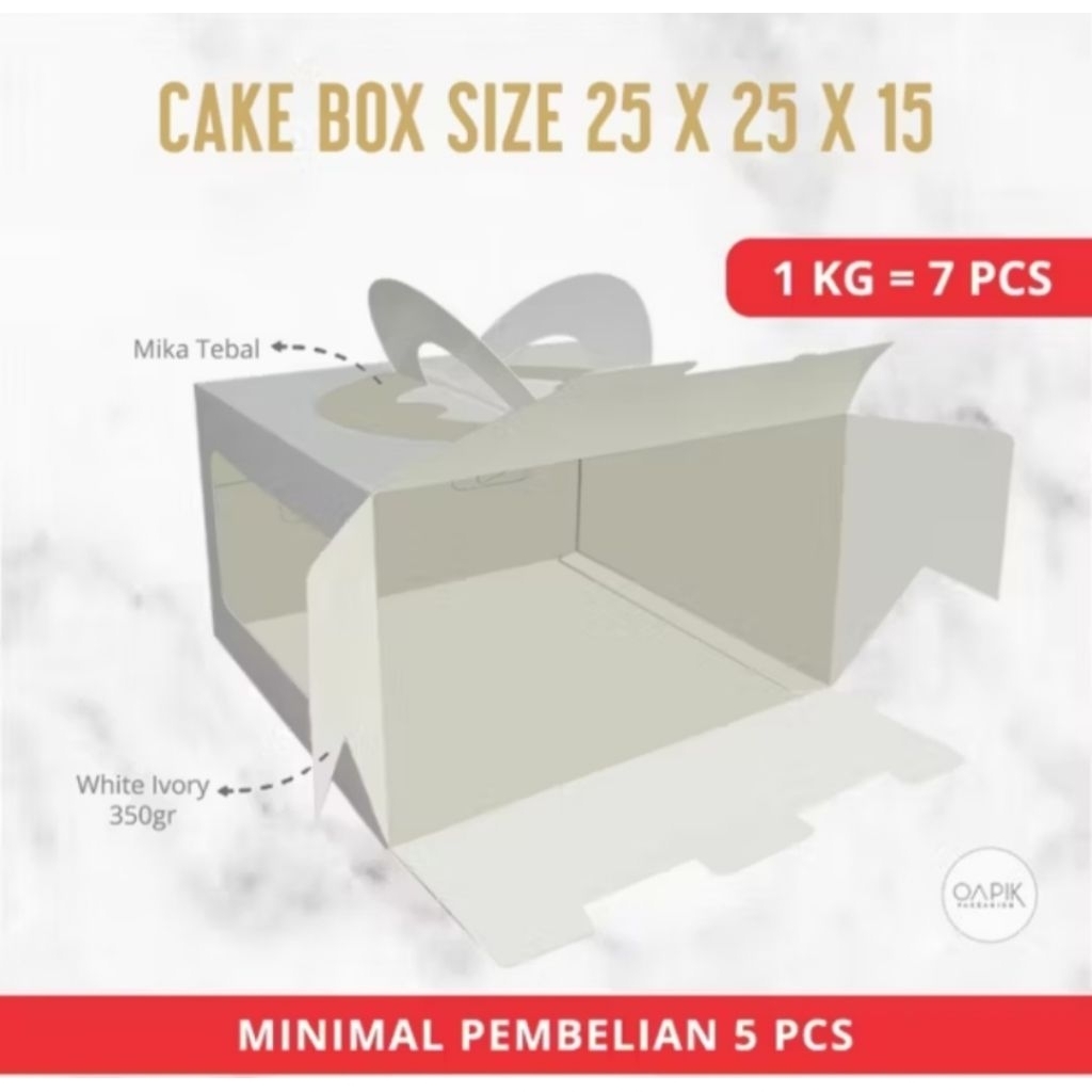Cake Box Handle 25x25x15, Dus Kue Besar, Box Kue Tebal, Dus Kue 25x25