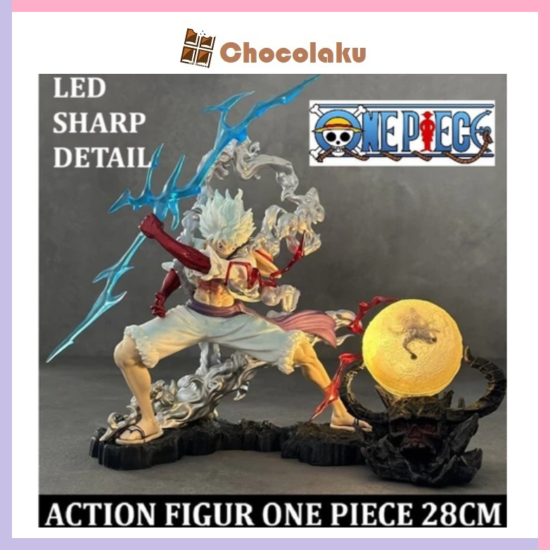 AF001 Action Figure Luffy One Piece Statue Sun Nika Lutfy Gear 5 Wink Studio design LED hiasan kamar