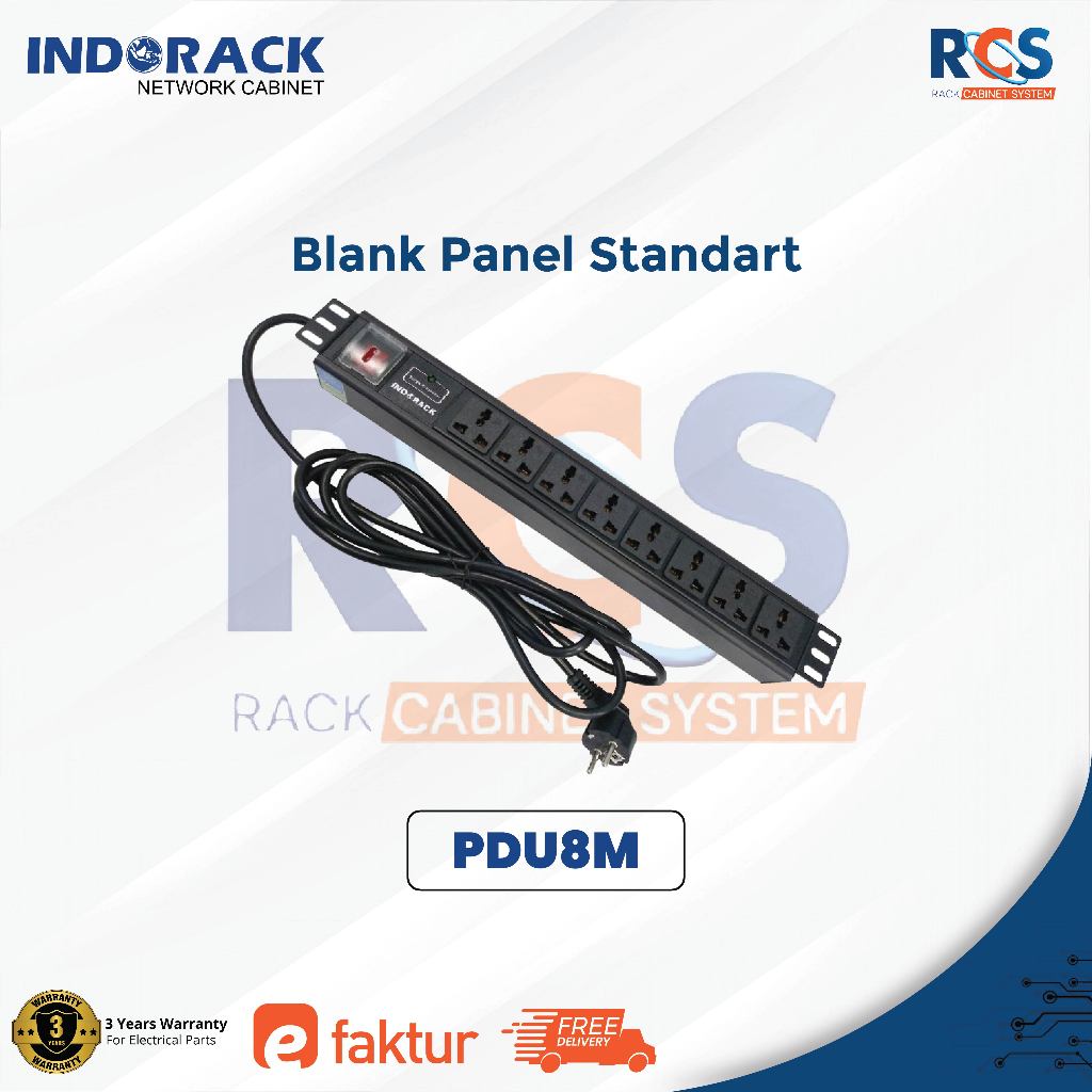 Indorack PDU 8 Outlet Multi Colokan 8 Slot PDU8M