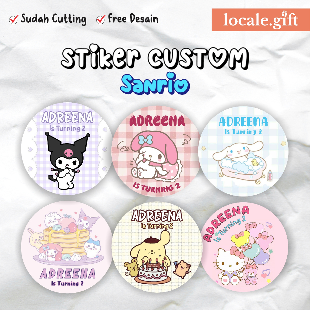 

Stiker Custom Cutting | Stiker Ultah Edisi Sanrio | Birthday | Free Desain