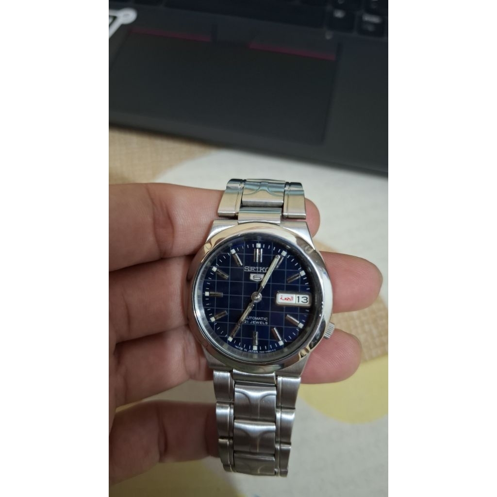 Seiko 5 blue dial kotak catur 7s26
