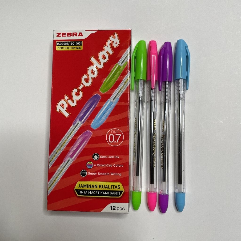 

pulpen zebra pic colors hitam fine 0.7mm 12pcs