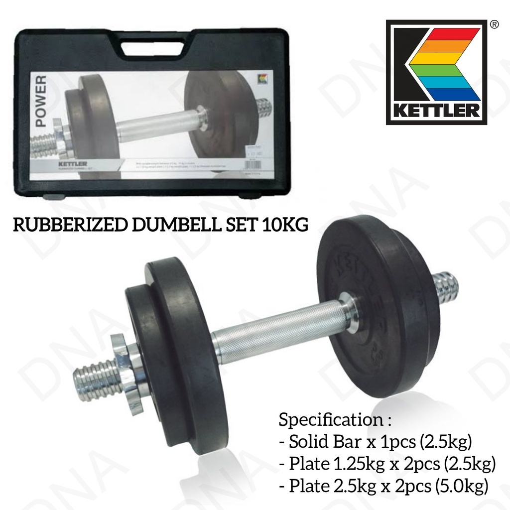 Rubberized Dumble Set KARET KETTLER 10kg Original Beban Dumble Dumble Barbel Home Gym