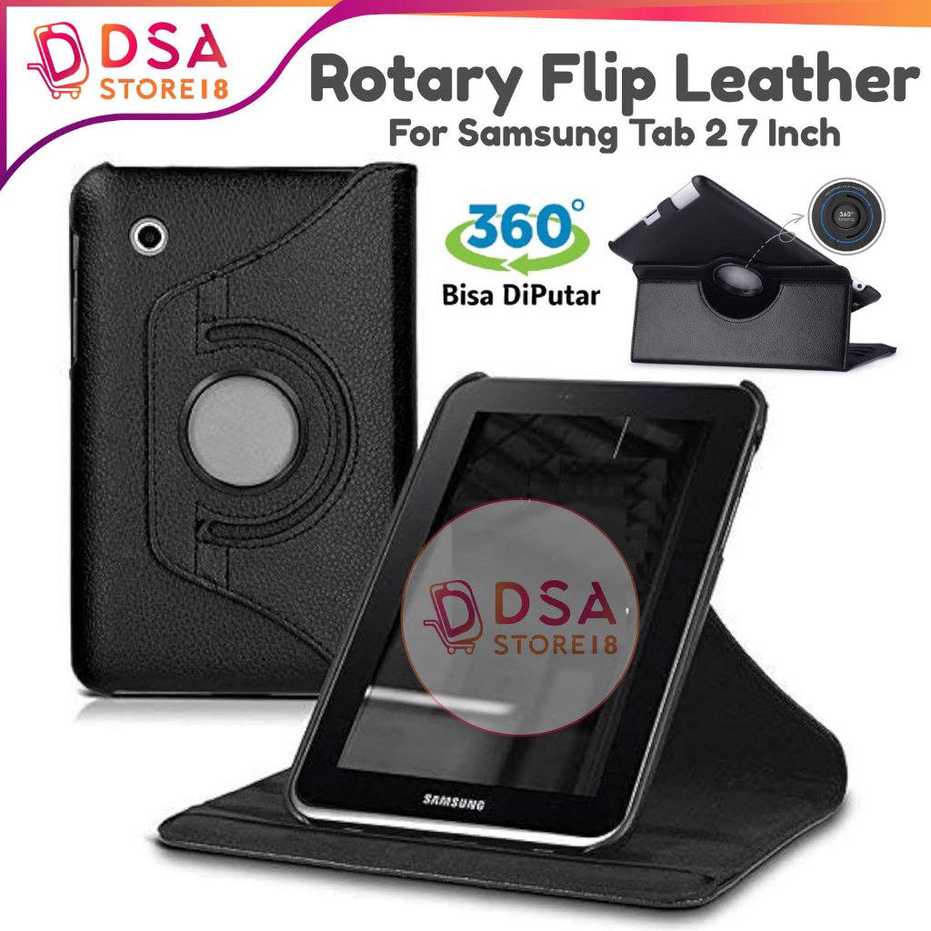 Case Samsung Tab 2 7” / Casing Samsung Tab 2 7 Inch GT-P3100 Cover Rotary 360° Standing Leather Stan