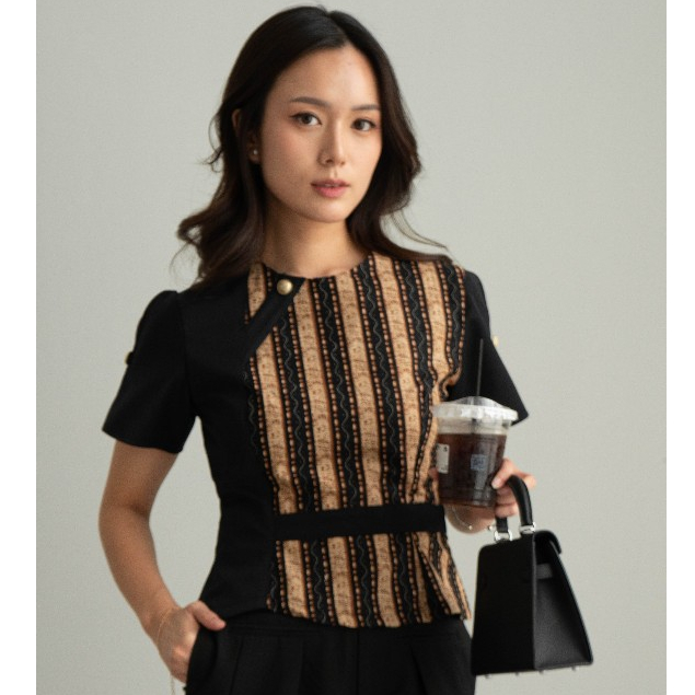 Melvee Batik - Dareza Top - Nusantara Collection - Atasan Wanita Batik Kantor Modern