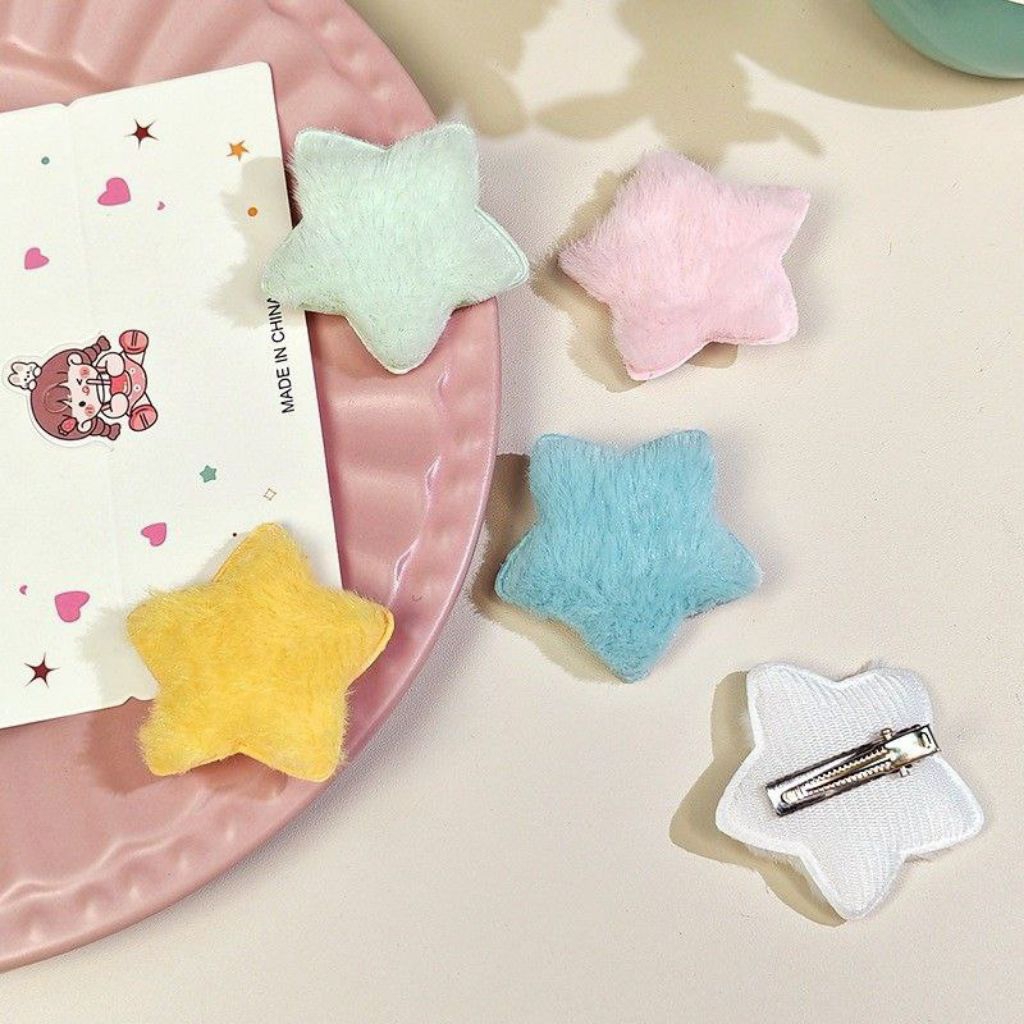 Jepit Rambut Bulu Jepit Bintang Korea Jepitan Rambut Bulu Lembut Bintang