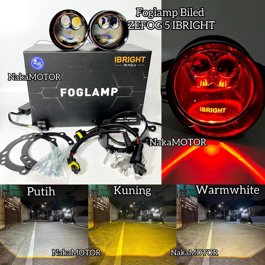 Sepasang Foglamp Biled IBRIGHT 3Inc ZEFOG 5 Plus Laser Free Brecket Universal