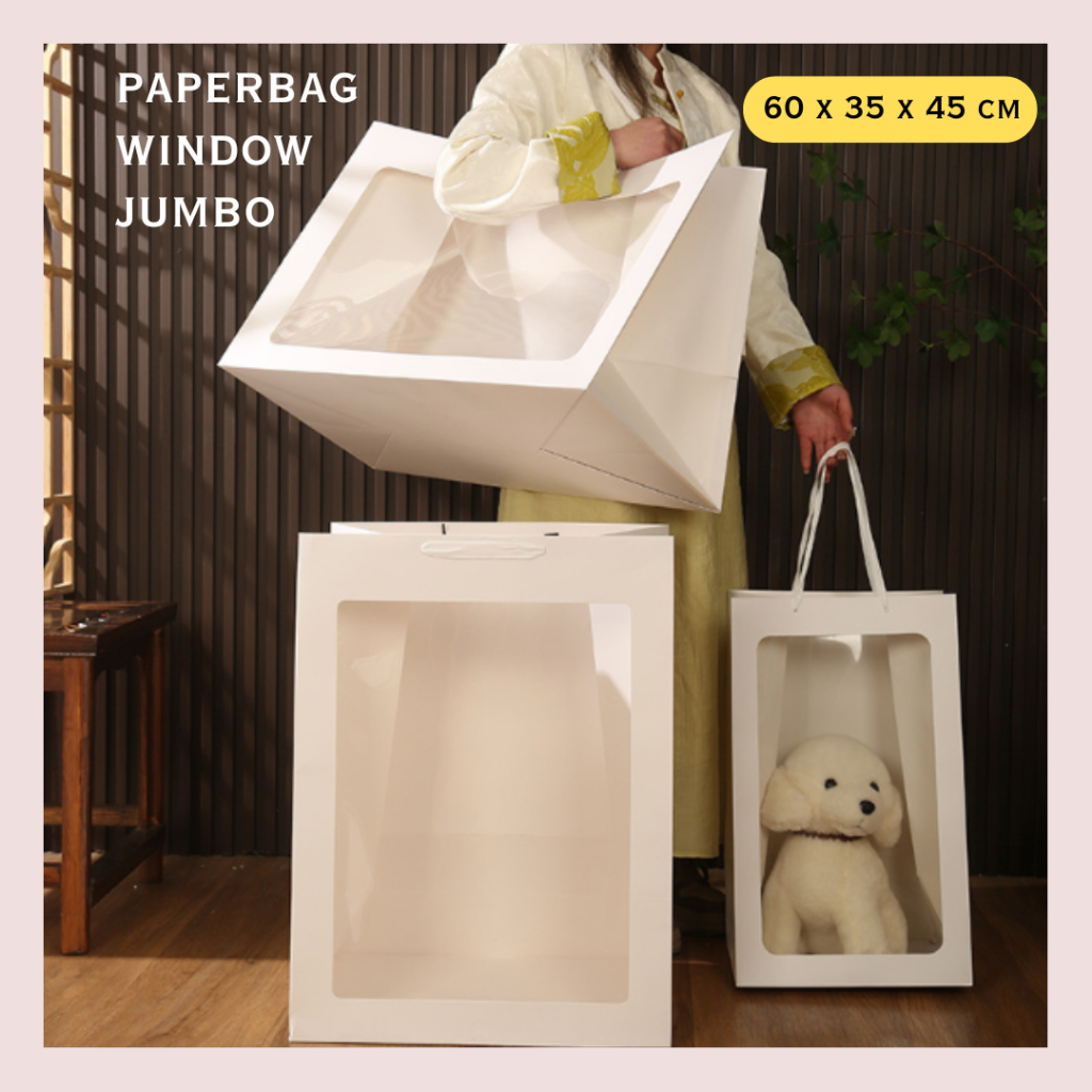 Paper Bag Window Mika Jumbo Paperbag Besar Kantong Hadiah Goodiebag Boneka