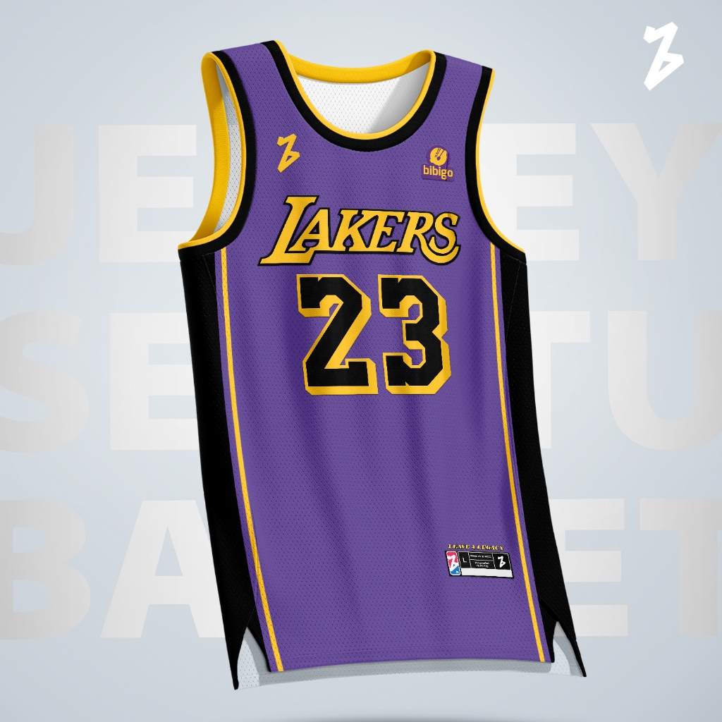 Jersey Basket Lebron James LA Lakers #23 UNGU HITAM Purple Black – Swingman Kaos Baju Atasan