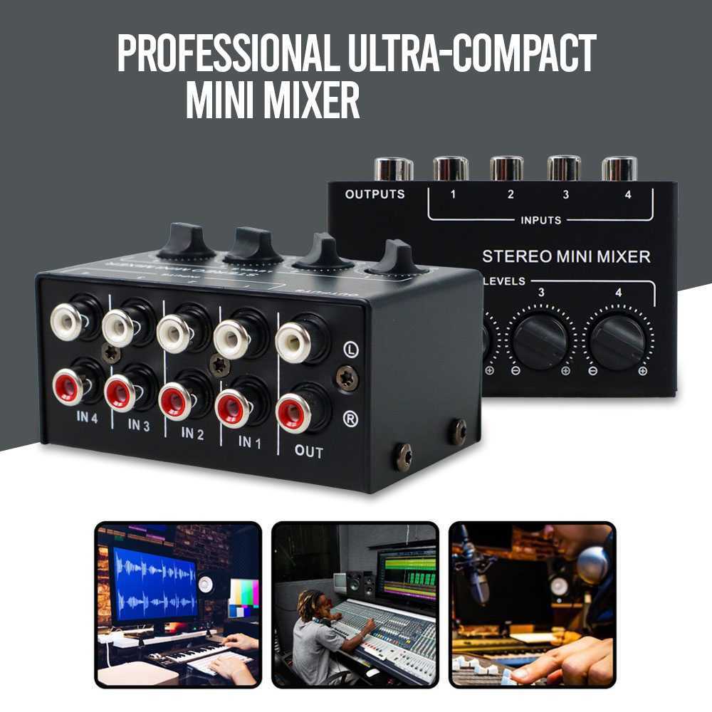 CX400 Mini Audio Mixer 4 Channel – Mixer Stereo Profesional Ultra Compact untuk Studio & Live