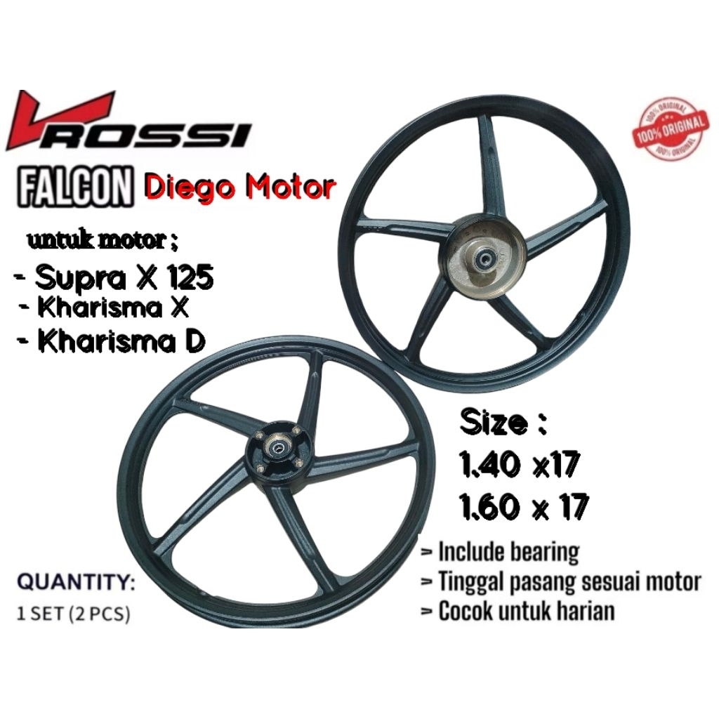 Velg  Kharisma - Supra X 125 Lama Depan Belakang ban tubles cocok/velg racing vrossi