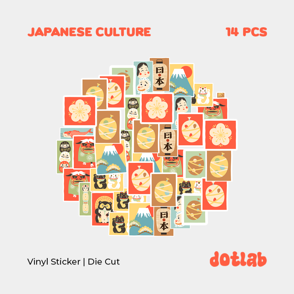 

DOTLAB STICKER PACK Japanese Culture (14 PCS) | Sticker Tumbler | Stiker Laptop Koper Helm