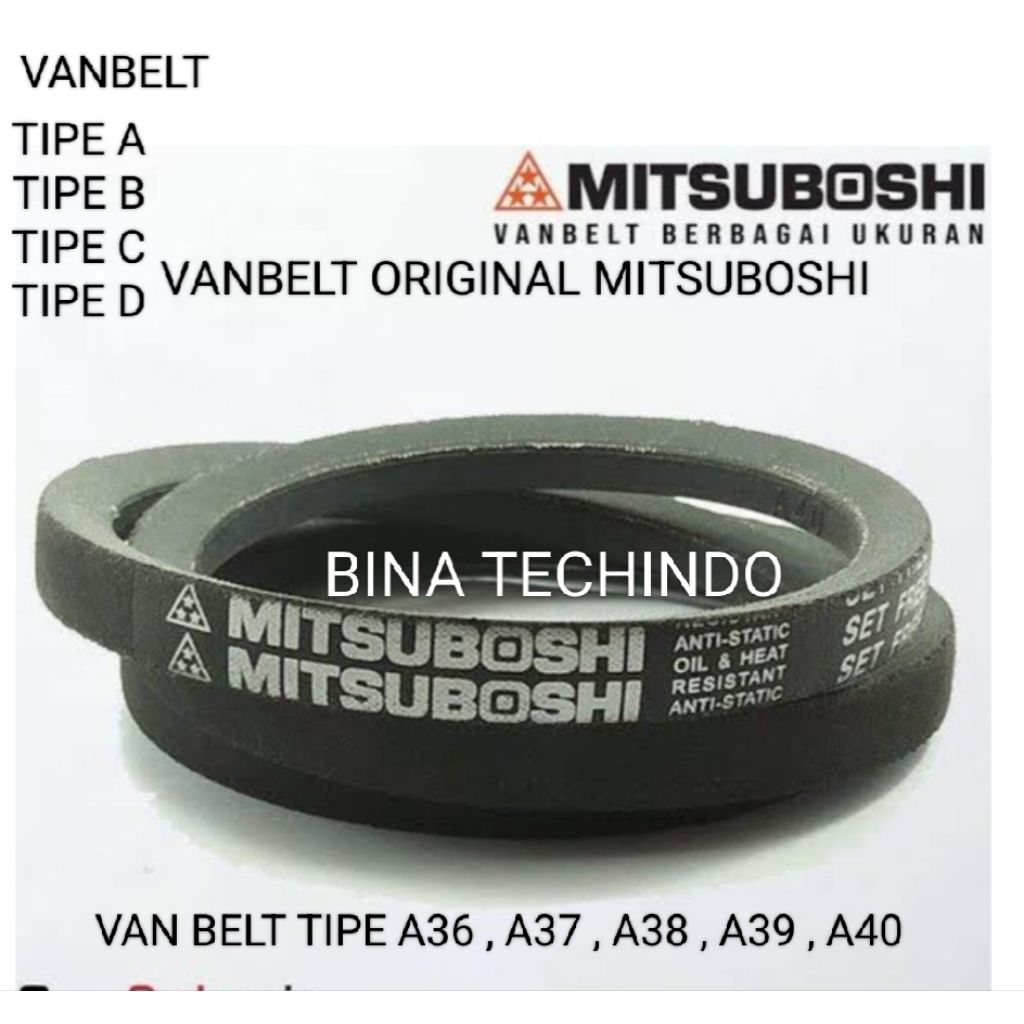 VANBELT MITSUBOSHI A36 , A37 , A38 , A39 , A40 / VAN BELT / V BELT / V-BELT / FAN BELT / F-BELT / F 