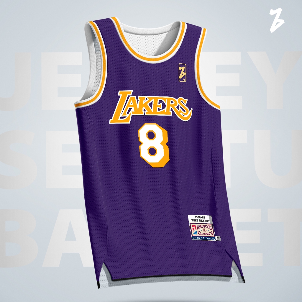 Jersey Basket Bryant Lakers #8 UNGU – Swingman Baju Kaos Atasan