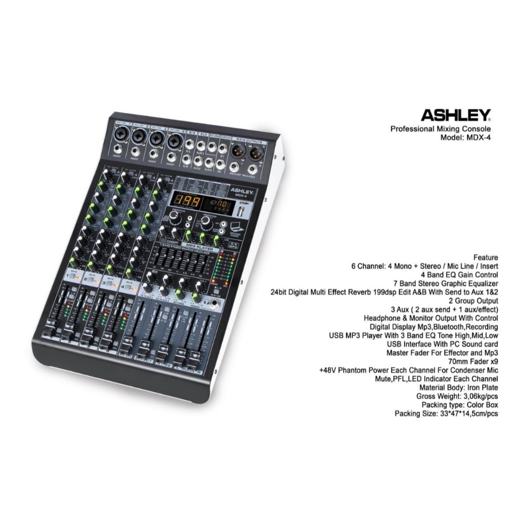 mixer audio 4 channel original ashley mdx 4 usb bluetooth recording