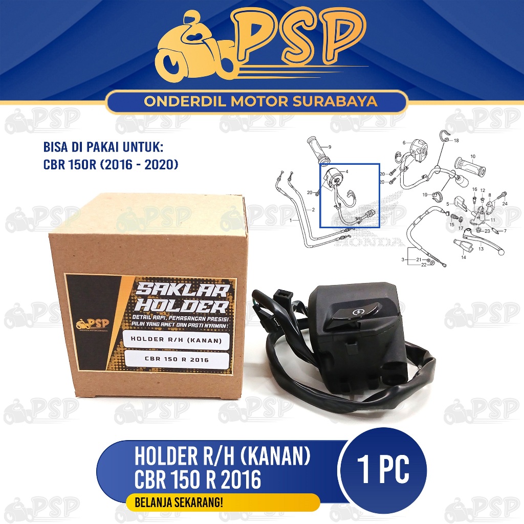 Holder Kanan CBR 150 2016 R/H - Switch Saklar Tombol Stater Starter Honda CBR 150R LED