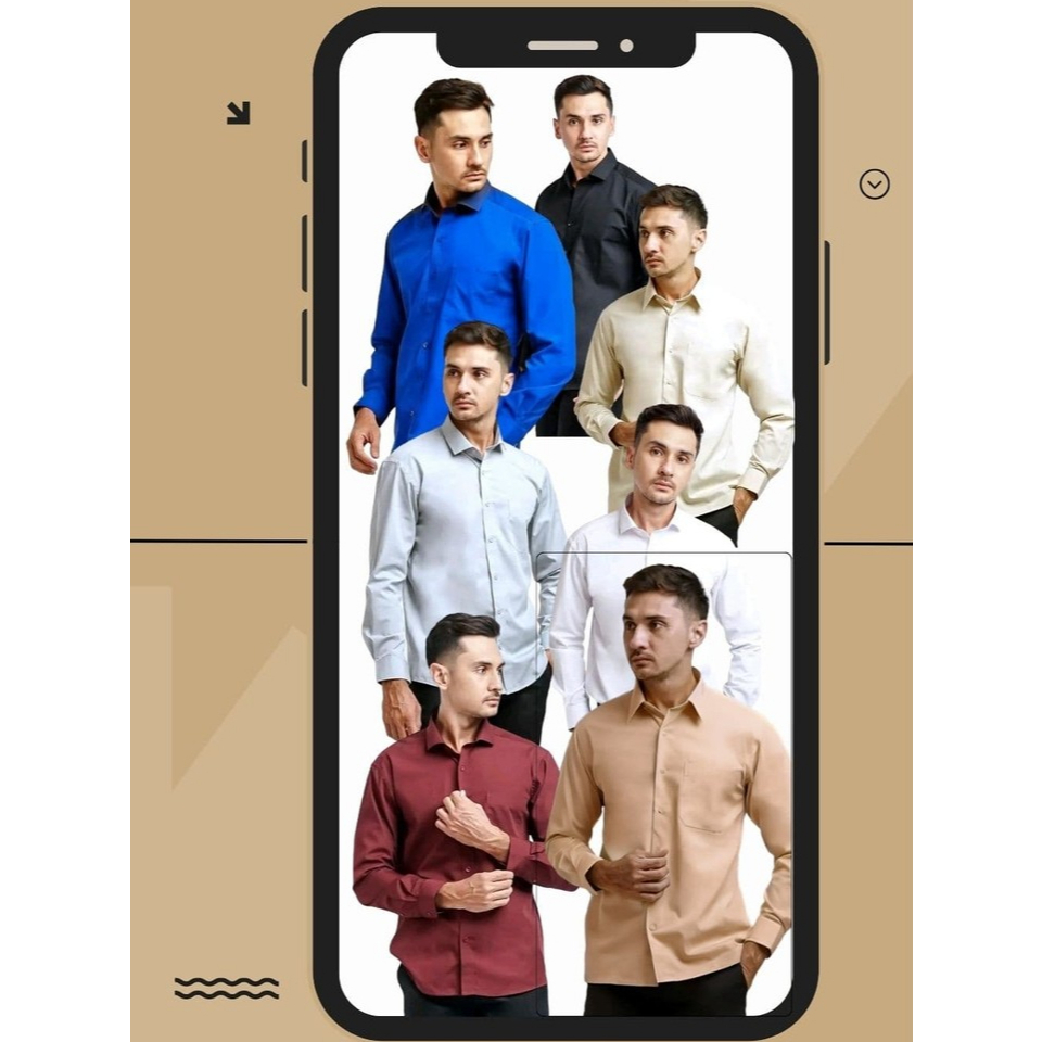 Hem Boss Kemeja Pria Lengan Panjang Polos