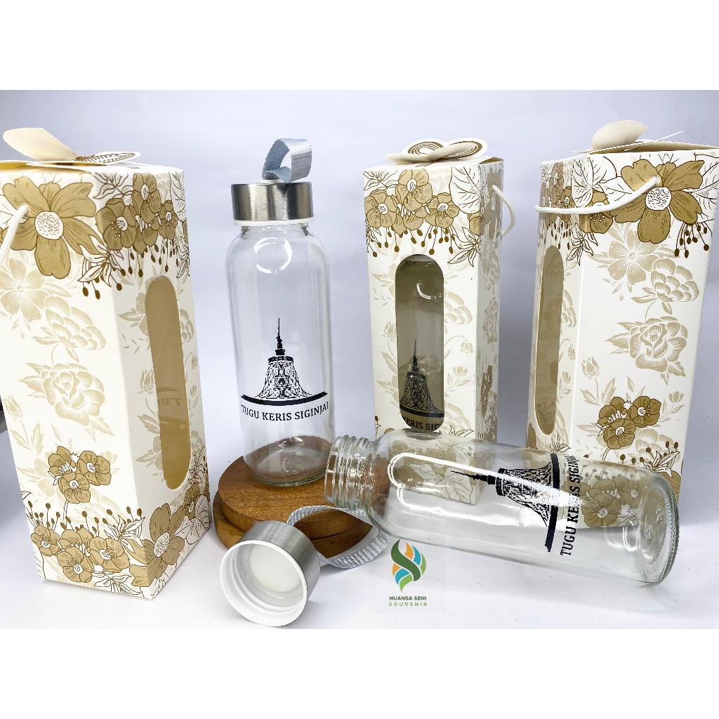 Botol Bening 300ml Tumbler Kaca Minum Madu Termos Beling Infused Water Kaca Sablon Souvenir
