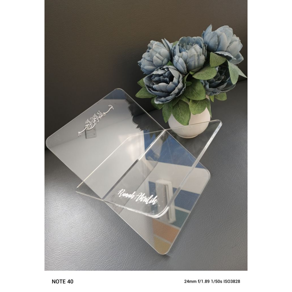 Rekal Qur'an Custom Nama |Meja Alquran Akrilik |Stand Meja Qur'an