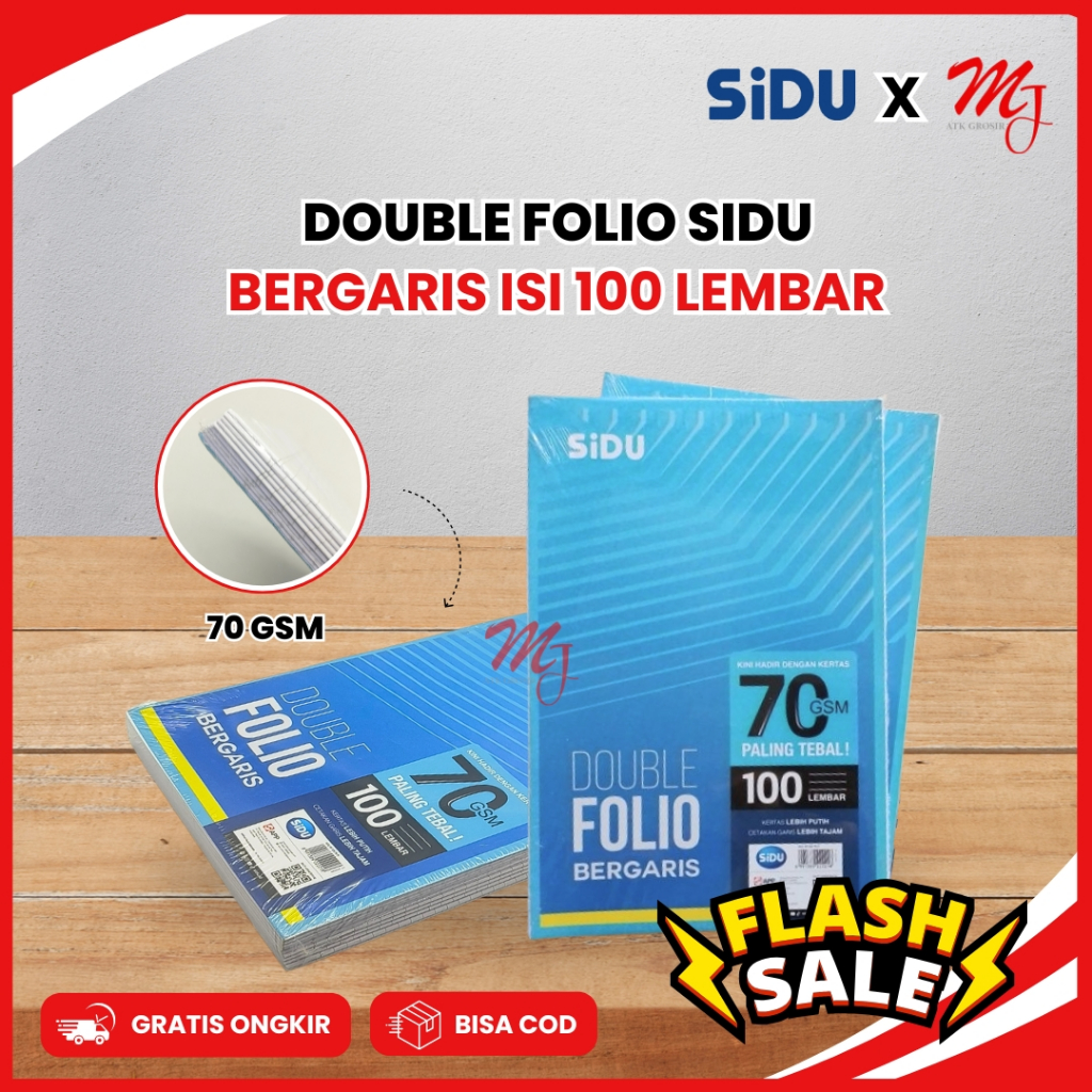 

(100 lembar) DOUBLE FOLIO Bergaris Tebal 1 Pack SIDU 70 GSM