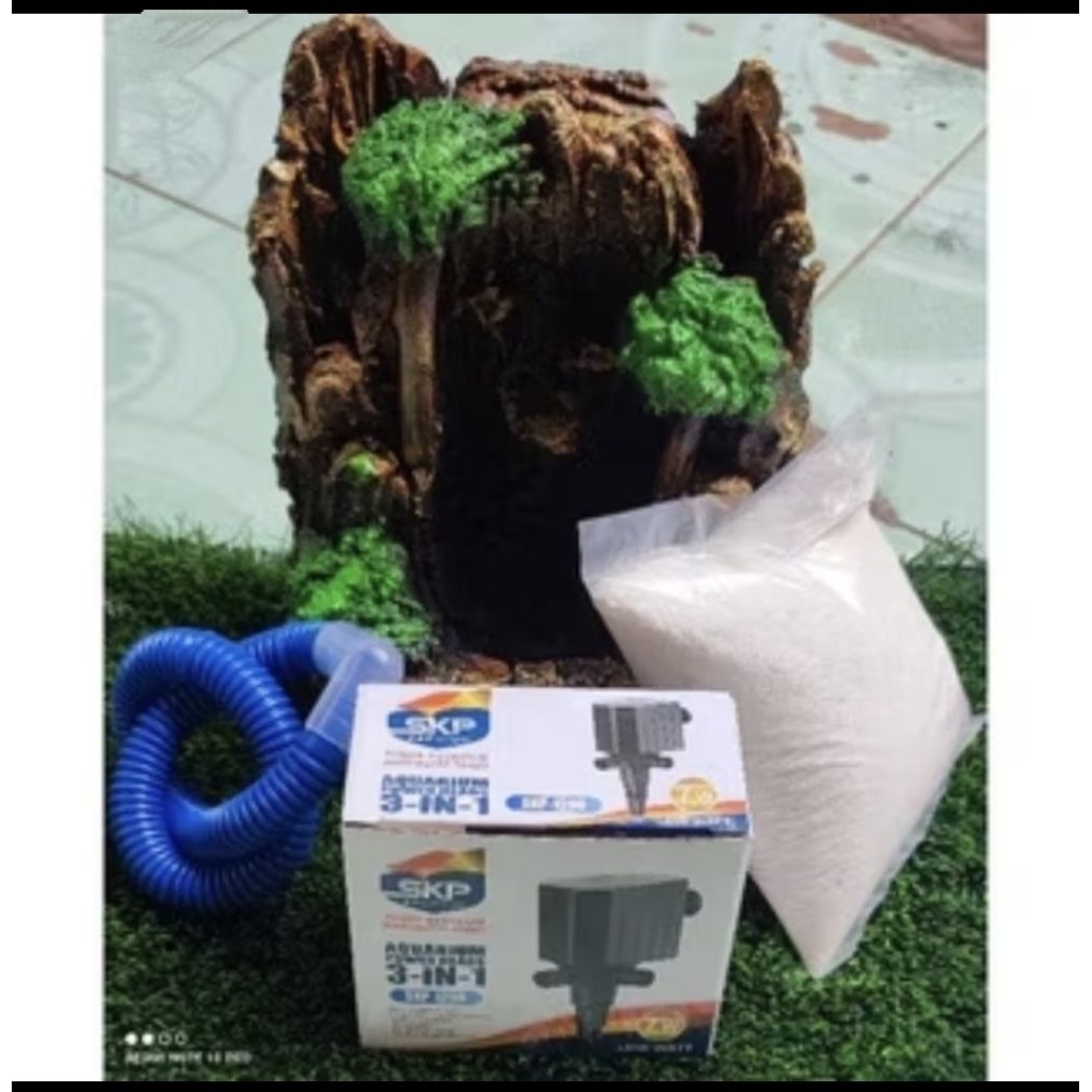 Tebing Air Terjun Aquascape 20cm Fullset Pasir Silika