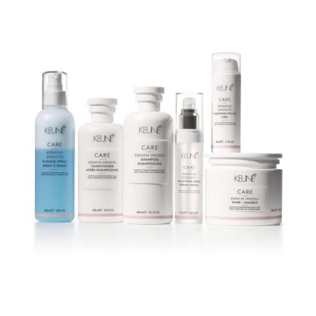 Keune care keratin smooth shampoo/condi/mask/2 phase spray/silk polis/smooth serum