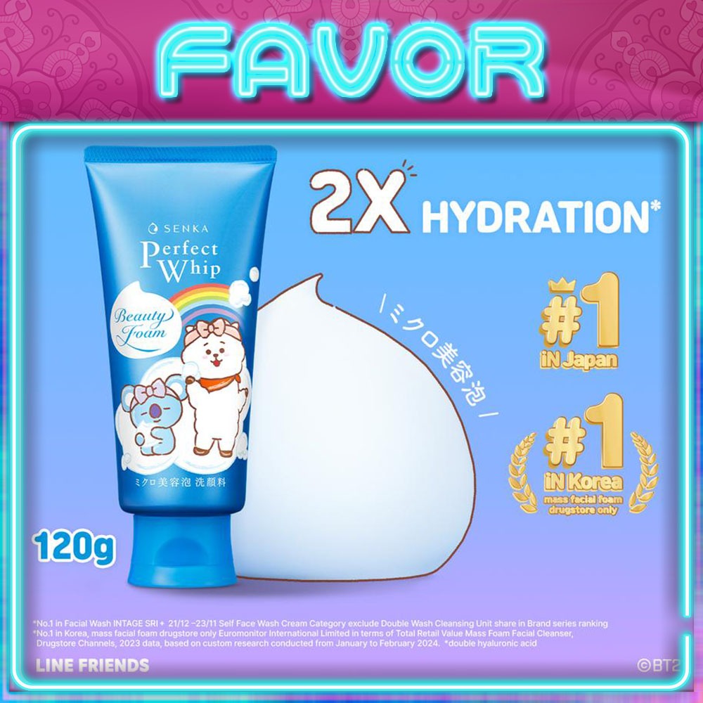 SENKA Perfect Whip BT21 Edition 120g | Facial Foam from Japan with Double Hyaluronic Acid