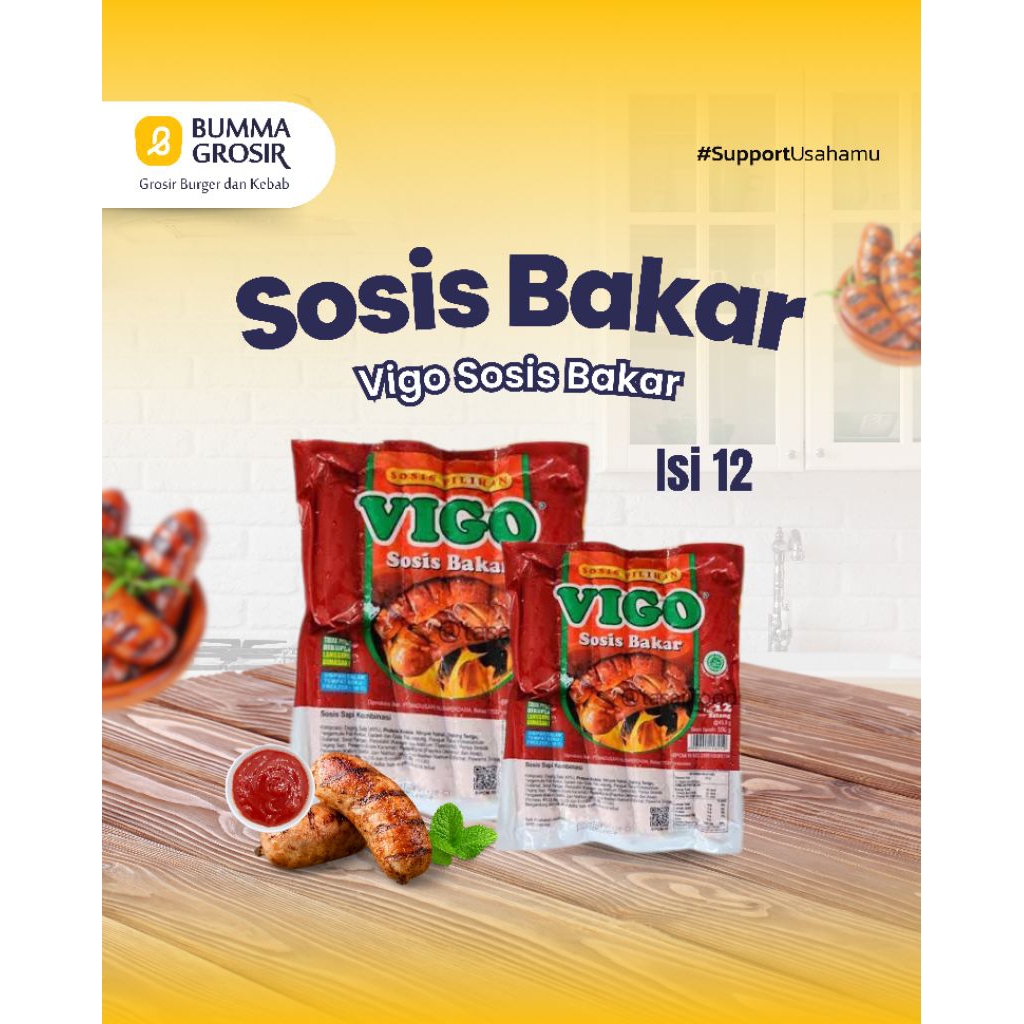 

Vigo Sosis Bakar - sosis ayam - sosis daging - frozen sosis - isi 12