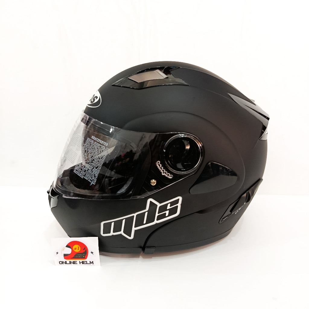 HELM MDS PRO RIDER SOLID BLACK DOFF MDS MODULAR MDS PRORIDER