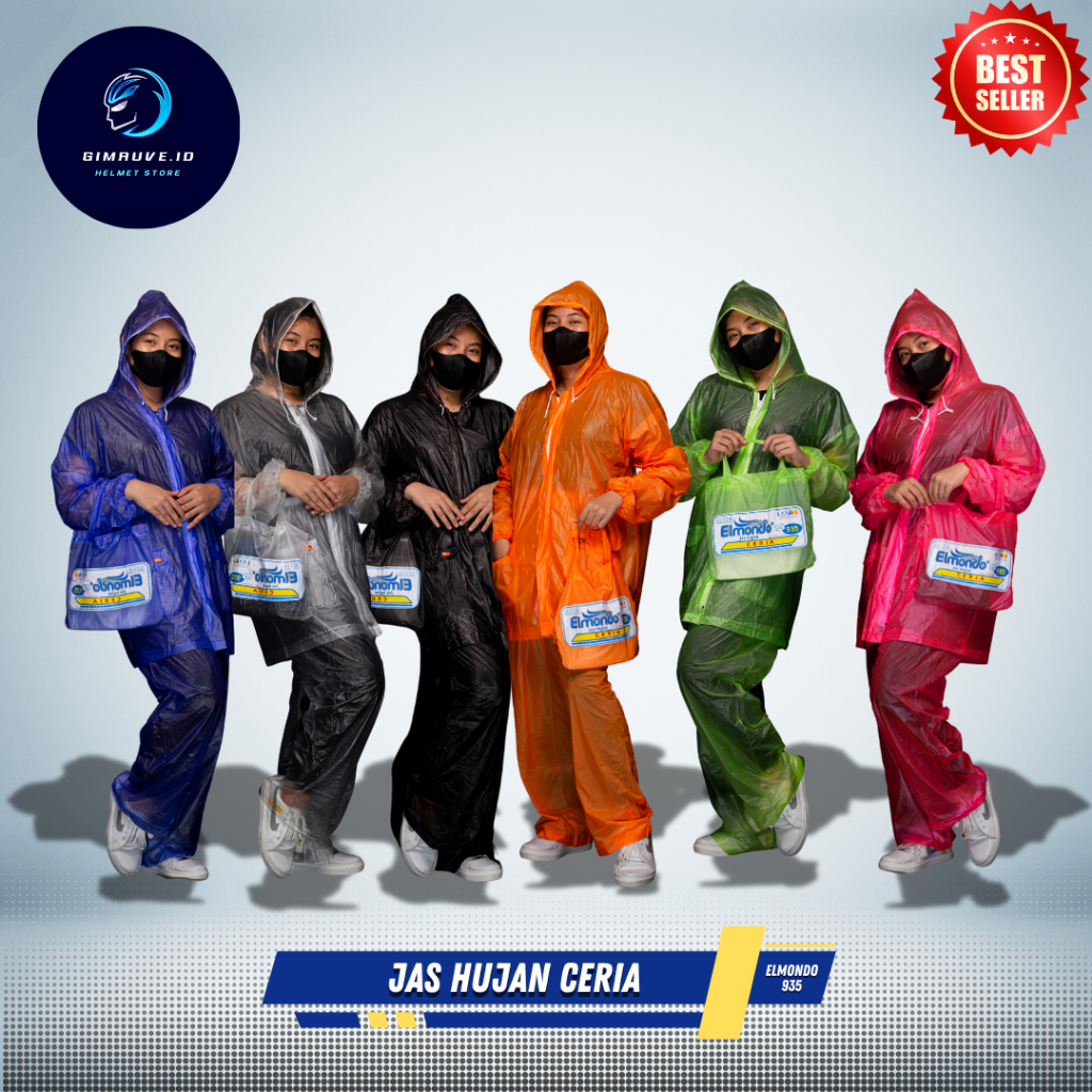 Elmondo Jas Hujan Ceria Jas Hujan Karet Transparan Anti Air Mantel Hujan Elmondo Murah Stelan Jas Uj