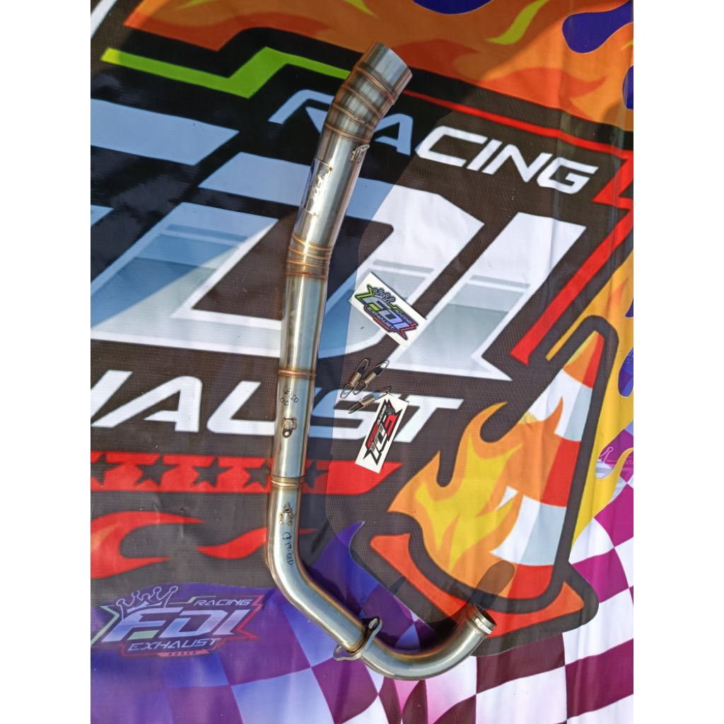 Leher Header Knalpot Emblem Model STAINLESS 3D Leheran Original FDI RACING EXHAUST For CB 150 R OLD,