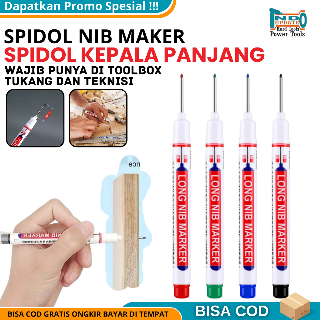 

Spidol Marker Pulpen Kepala Panjang Long Head Anti Air Penanda Besi Kayu Pena Pertukangan / Besi Penanda Kayu