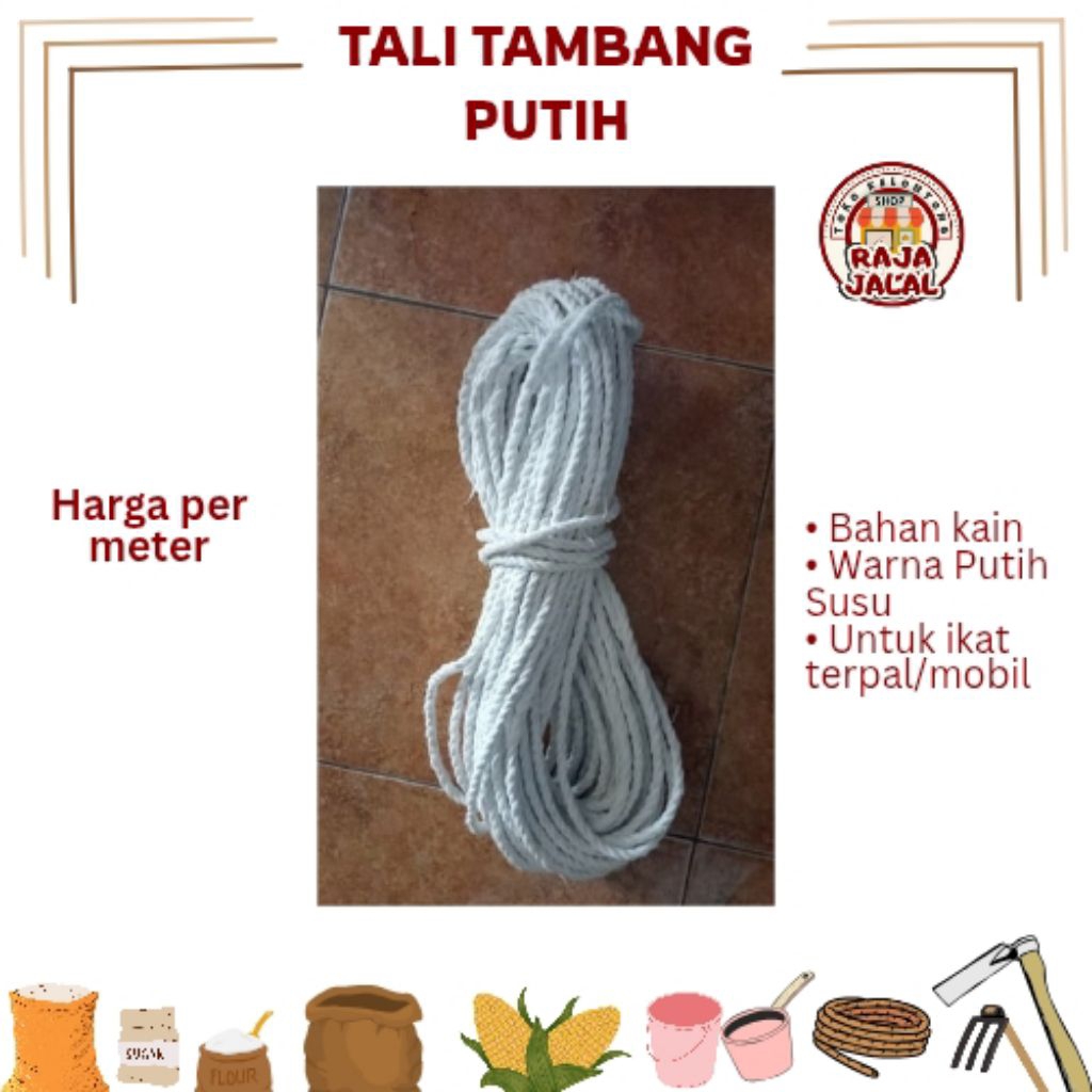Tali Tambang Putih / Tali Tambang Kain / Tambang Ikat Terpal Mobil