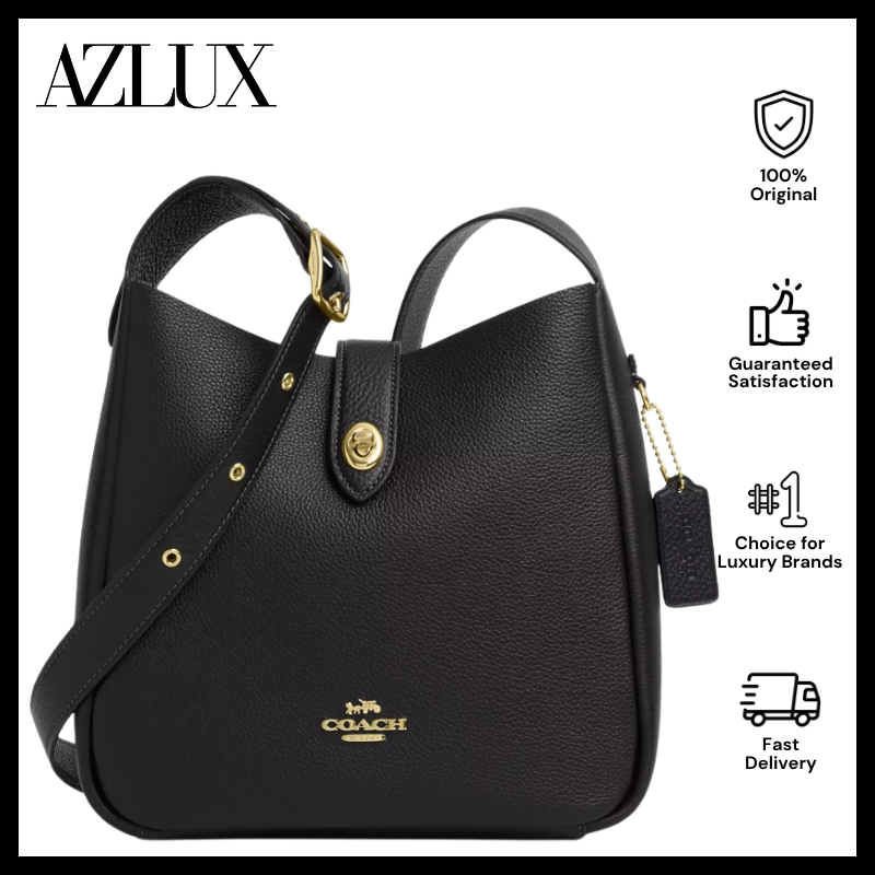 Coach Hadley Convertible Crossbody Bag Pebbled Leather Gold/Black