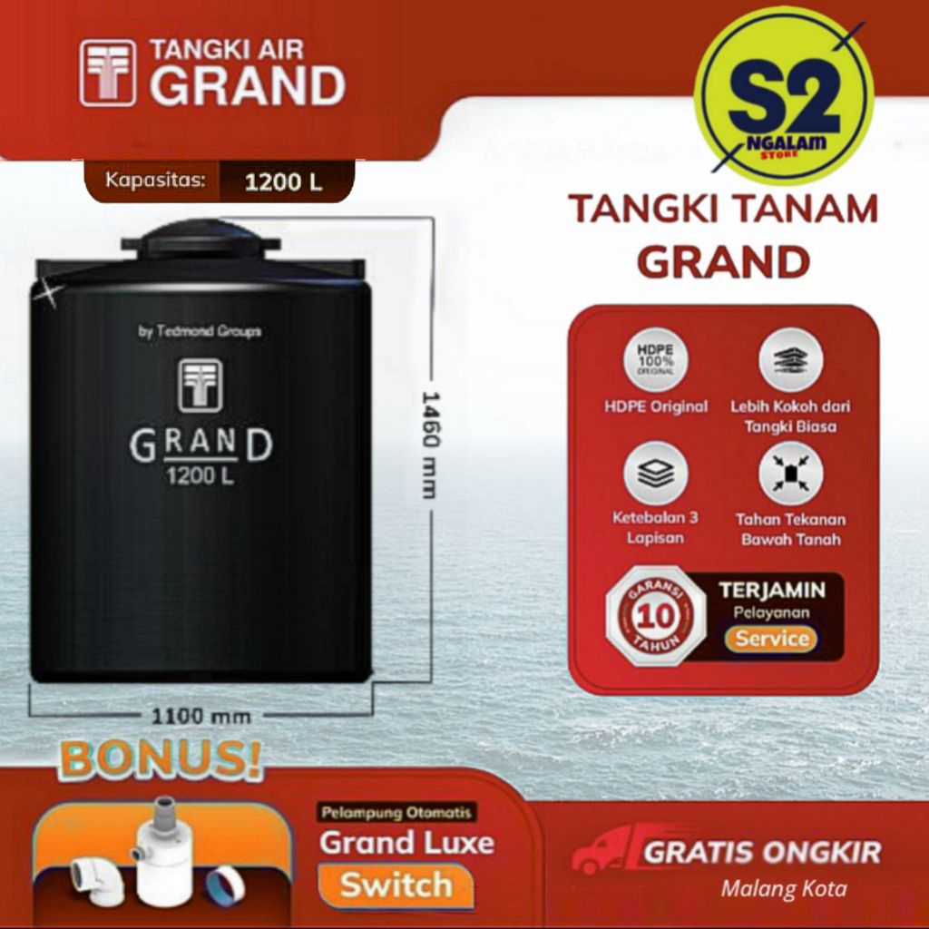 Tandon Toren Tangki Air Tanam - Grand 1200 Liter (Invoice)