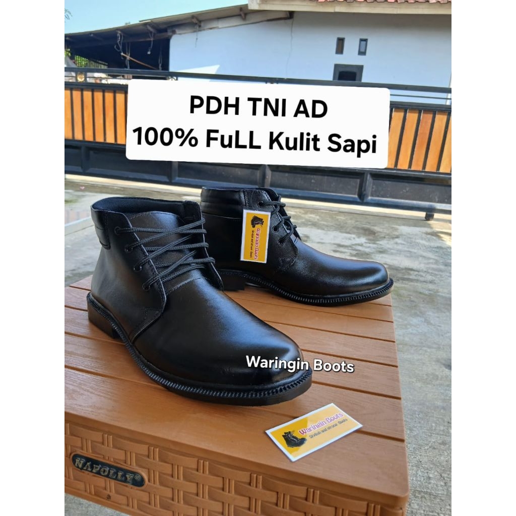 Sepatu PDH TNI AD POLRI SECURITY DISHUB SATPOLL PP PASKIBRA Sepatu PDH Formal Full kulit Sapi Asli B