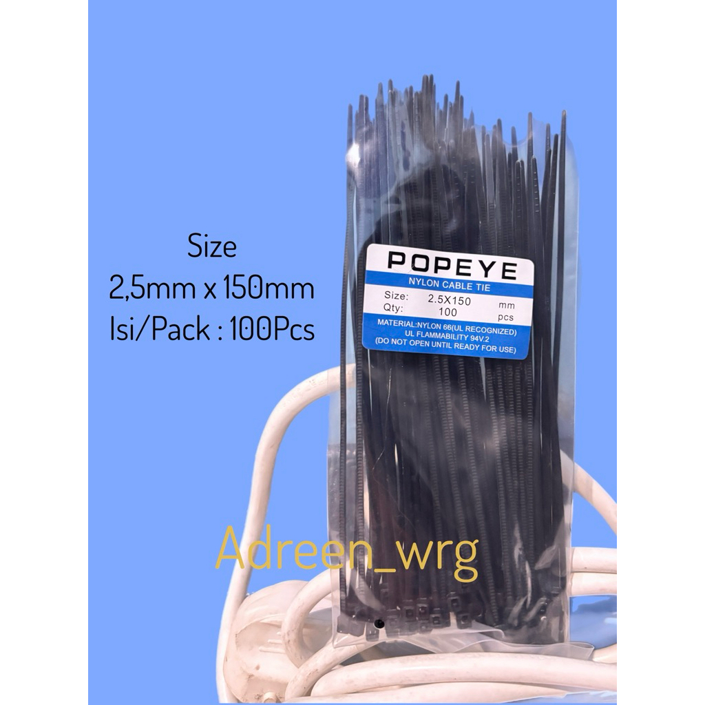

Kabel Ties Hitam Panjang 15cm (isi 100pcs/pack)