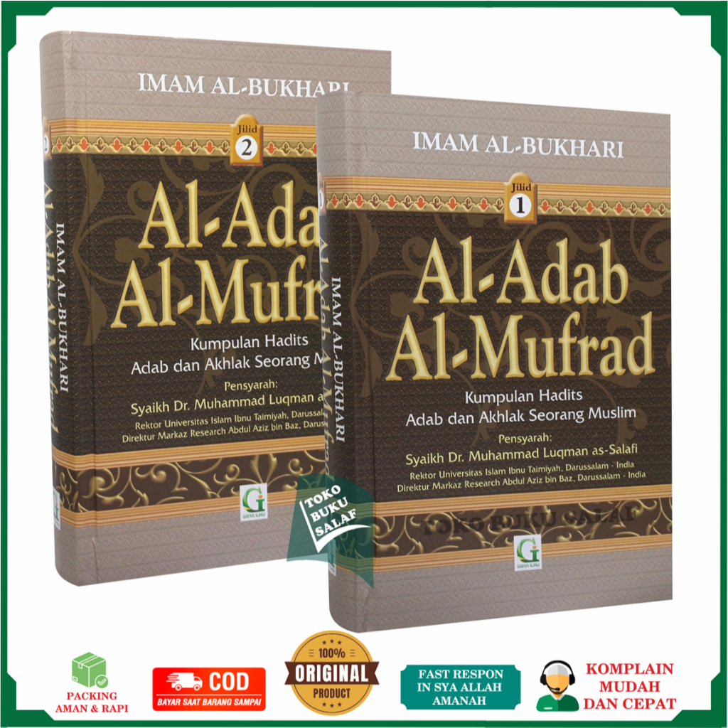 PAKET 2 BUKU Syarah Al-Adab Al-Mufrad JILID 1 dan 2 ORIGINAL Kumpulan Hadits Adab dan Akhlak Seorang